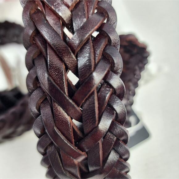 New Locikeiy Brown Men's Braided Belt Casual Silver Buckle Gift Box NWT Size 44 - Picture 10 of 11